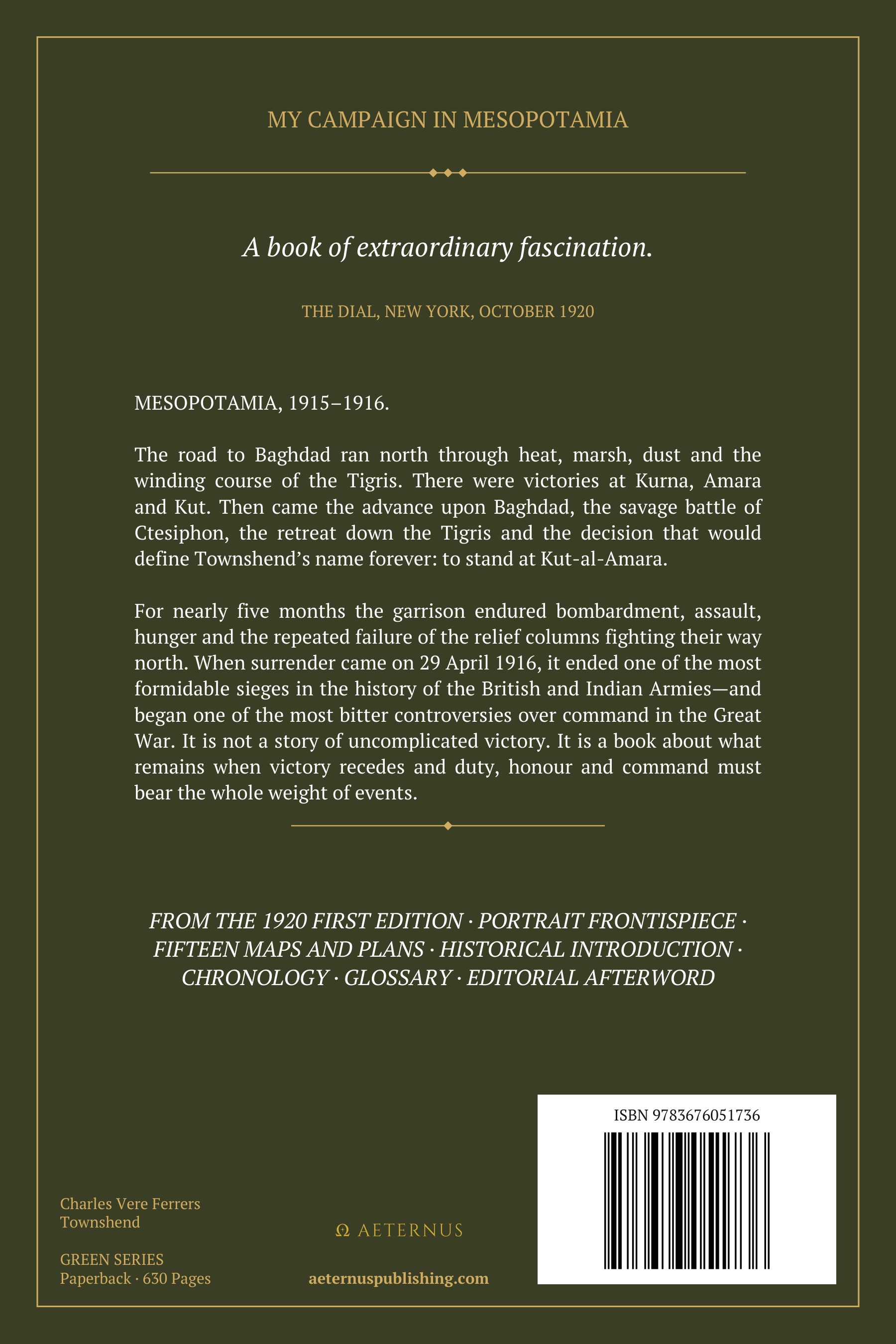Back cover of My Campaign in Mesopotamia (Annotated)